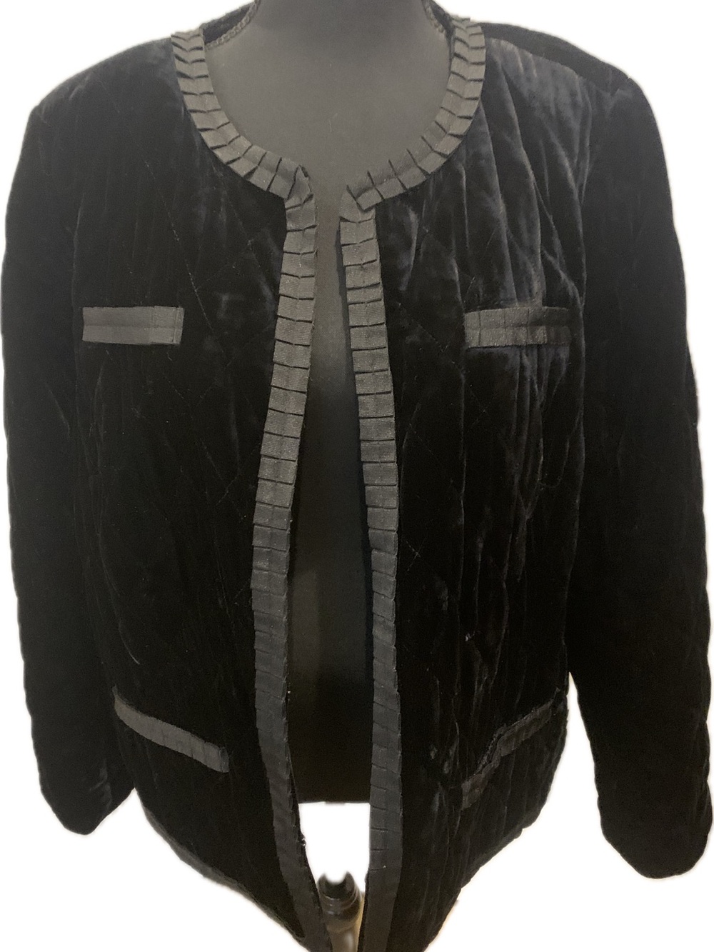 NWT! Talbots Black Velvet Open Cardigan Jacket